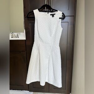 White House Black Market White Textured Sleeveless Midi Dress with Pockets